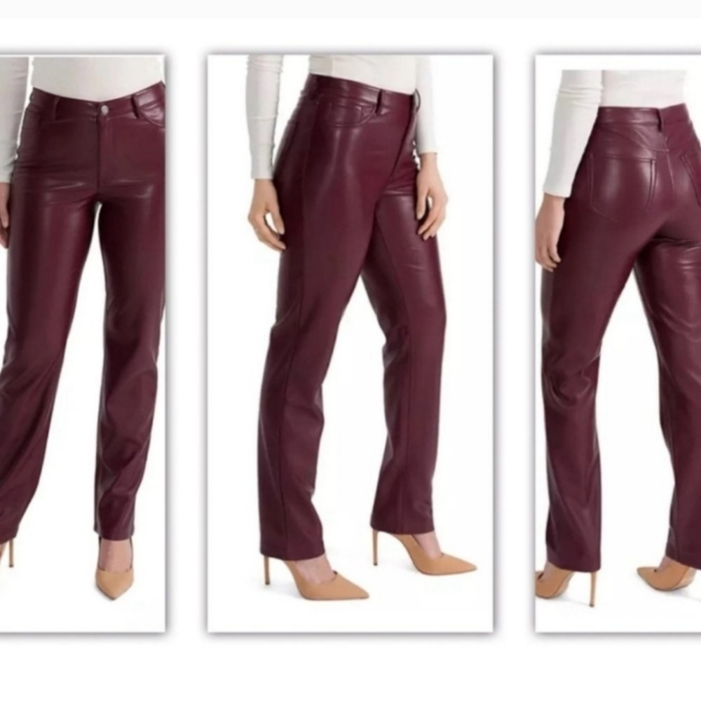 JOIE Limited Edition Faux Leather Pants NWT sz 12 Burgundy